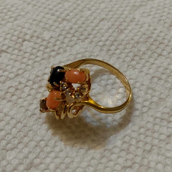 Sz 7 NIB Vintage Semi-Precious Gem Stone Gold Cocktail Ring 7 - Picture 12 of 15